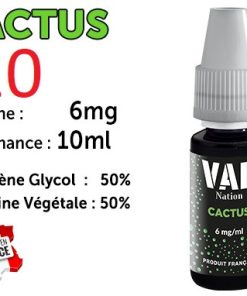 10 flacons e-liquides Vap Nation cactus 6mg/ml de nicotine.