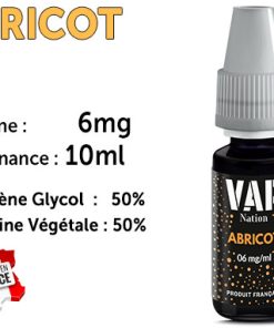 Vap Nation abricot 6mg/ml de nicotine.